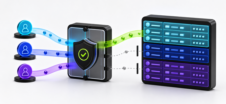 RBAC 权限审批与 RLS 数据访问边界示意图